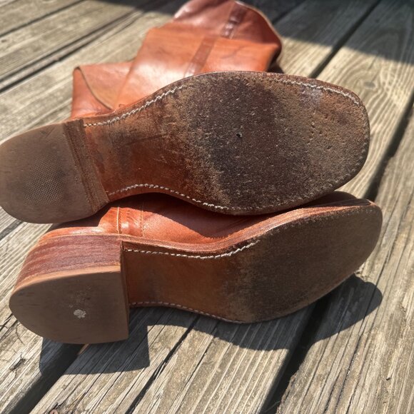 Frye Tall Leather Cuff Boots | Cognac Brown | Size 8.5 | $500 Retail - Picture 6 of 7